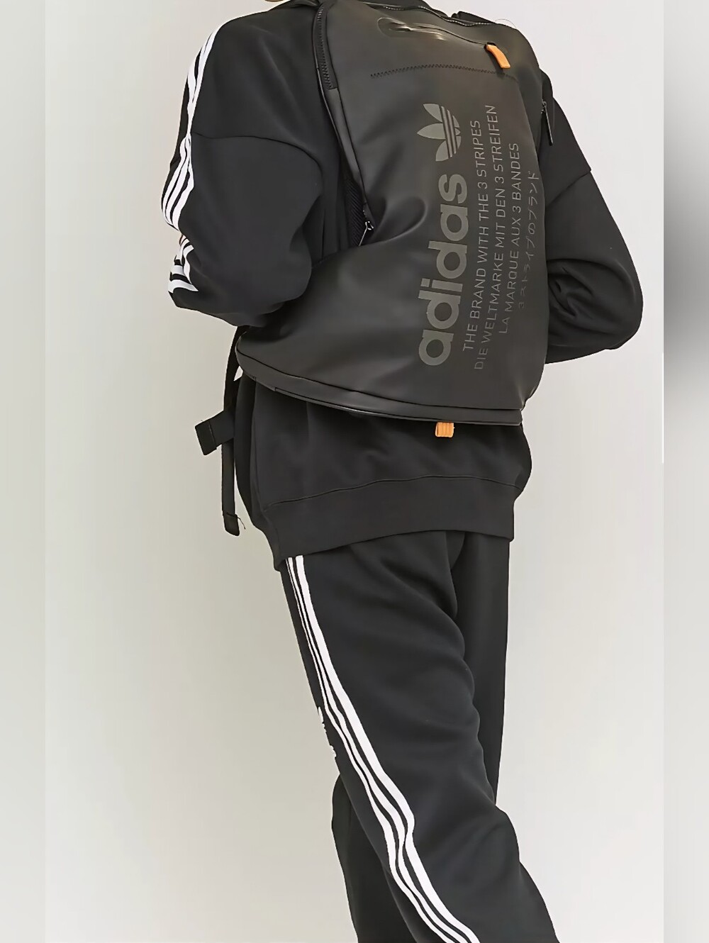 *RARE* adidas NMD Black Running Backpack Contoured Wrap Sides 3 Stripes